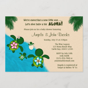 Invitation GARÇON Baby shower TORTLE DE Mer Famille BLUE Honu