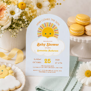 Invitation Garçon Baby Shower Voici venir le Fils Mignon Bleu