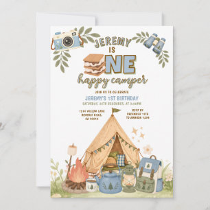 Invitation Garçon Blue Smores Bon Anniversaire Marshmallow Ca