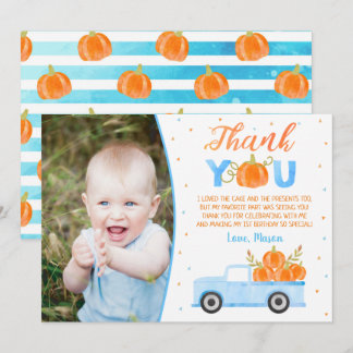 Invitation Garçon Citrouille Blue Truck Anniversaire Merci Ca