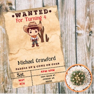 Invitation Garçon d'anniversaire recherché Country Western 