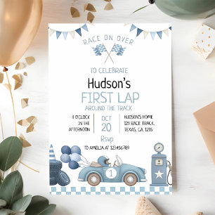 Invitation Garçon de 1 an Anniversaire Voiture de Course Rapi