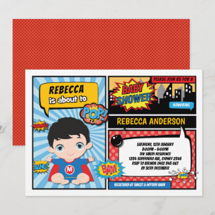 Invitation Garçon de baby shower de super héros/superhéros
