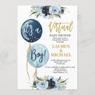Invitation garçon de Baby shower virtuel