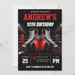 Invitation Garçon de boxe personnalisé pour anniversaire