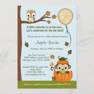 Invitation GARÇON de citrouille d'automne d'invitation de