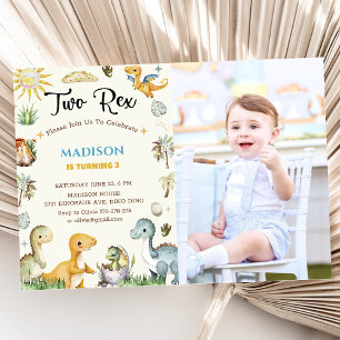 Invitation Garçon Dinosaure Deux Rex