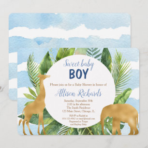 Invitation Garçon d'invitation de baby shower d'animaux de