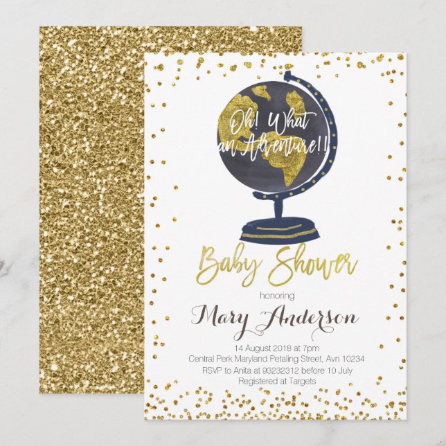 Invitation Garçon d'invitation de baby shower d'aventure (Devant / Derrière)