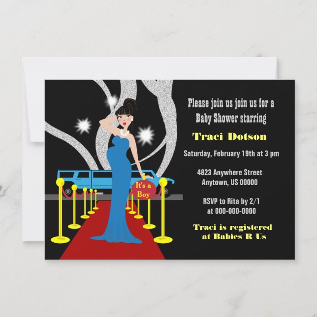 Invitation Garçon d'invitation de baby shower de Hollywood (Devant)