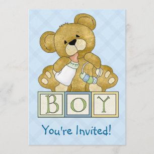Invitation Garçon d'ours de nounours de baby shower