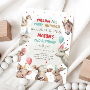 Invitation Garçon Fête d'anniversaire Tous les Animaux de la