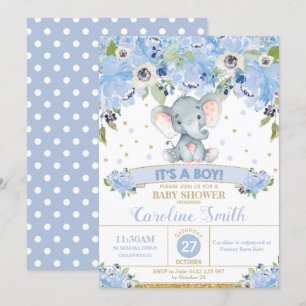 Invitation Garçon floral d'invitation de baby shower
