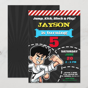 INVITATION GARÇON KARATE MODÈLE D'INVITATION À L'ANNIVERSAIRE