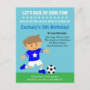 Invitation Garçon Mignon de Football, Fête d'Anniversaire sur