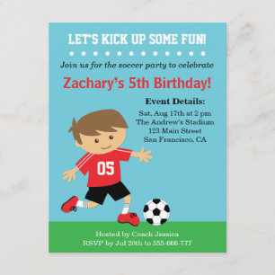 Invitation Garçon mignon du football, fête d'anniversaire