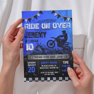 Invitation Garçon Motocross Anniversaire - Moto Cross Sale Gr