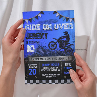 Invitation Garçon Motocross Anniversaire - Moto Cross Sale Gr