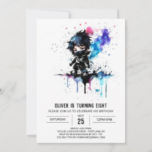 Invitation Garçon Ninja Fantastique Personnalisé Anniversaire