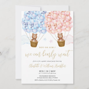 Invitation Garçon Ou Fille Bearly Attendre La Fête De Révélat