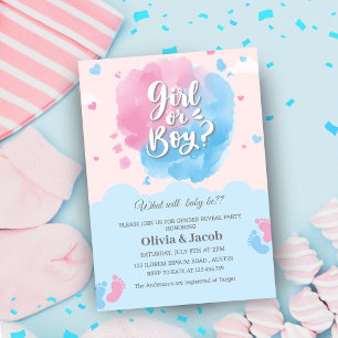 Invitation Garçon ou fille bébé pieds sexe révéler la fête