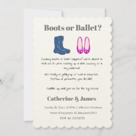 Invitation Garçon ou fille Cowboy Bottes Balet Genre Révélati