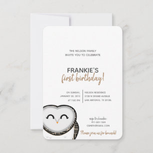 Invitation garçon ou fille N'IMPORTE QUEL ÂGE boisé OWL BIRTH