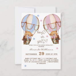 Invitation Garçon ou fille rose bleu ours sexe révéler