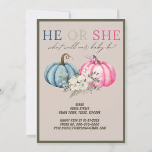 Invitation garçon ou fille sexe petit citrouille révéler la f