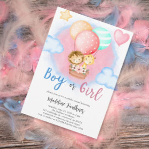 Invitation Garçon ou fille Sexe Révéler Bébé Animal Invitatio