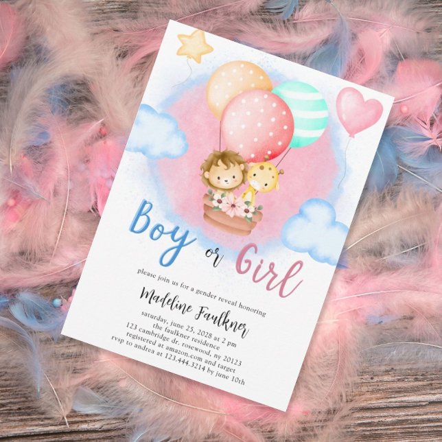 Invitation Garçon ou fille Sexe Révéler Bébé Animal Invitatio (Créateur téléchargé)