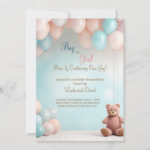 Invitation Garçon ou fille Teddy Ours Genre Reveillez Invitat