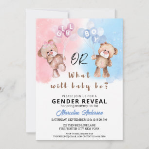 Invitation Garçon ou fille Teddy Ours Genre Reveillez les inv