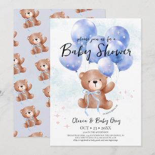 Invitation Garçon Ourson Baby Shower