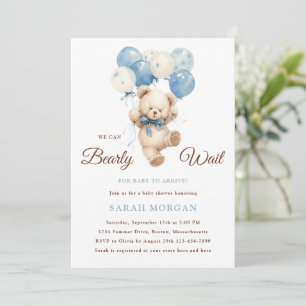 Invitation Garçon Ourson On Peut à Peine Attendre Baby Shower