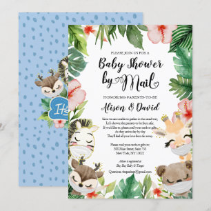 Invitation Garçon Safari Animaux Jungle Végétation Douche par