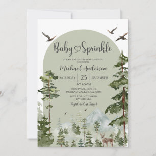 Invitation Garçon Sapin Arbres Forêt Montagne Bébé Sprinkle