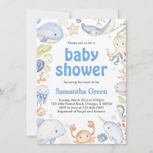 Invitation Garçon sous le Baby shower marin