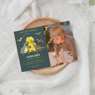 Invitation Garçon thème dinosaure 5ème anniversaire