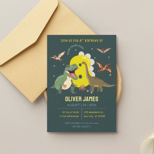 Invitation Garçon thème dinosaure 8ème anniversaire