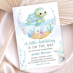 Invitation Garçon Tortue de Mer Baby Shower Mignon Petit Nouv