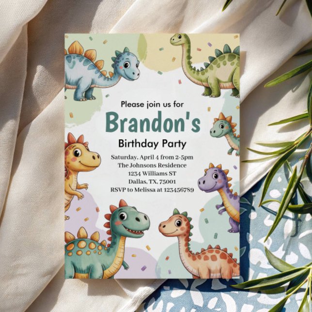 Invitation Garçons adorables Dinosaur Anniversaire (Créateur téléchargé)