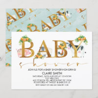 Garçons Animaux de ferme Mot Baby shower Invitatio