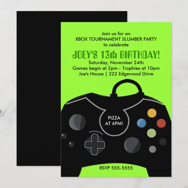 Invitation GARÇONS Anniversaire Vidéo Game Station Fête Invit (Devant / Derrière)