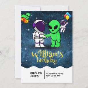 Invitation Garçons Astronaute Moderne et Anniversaire des Enf