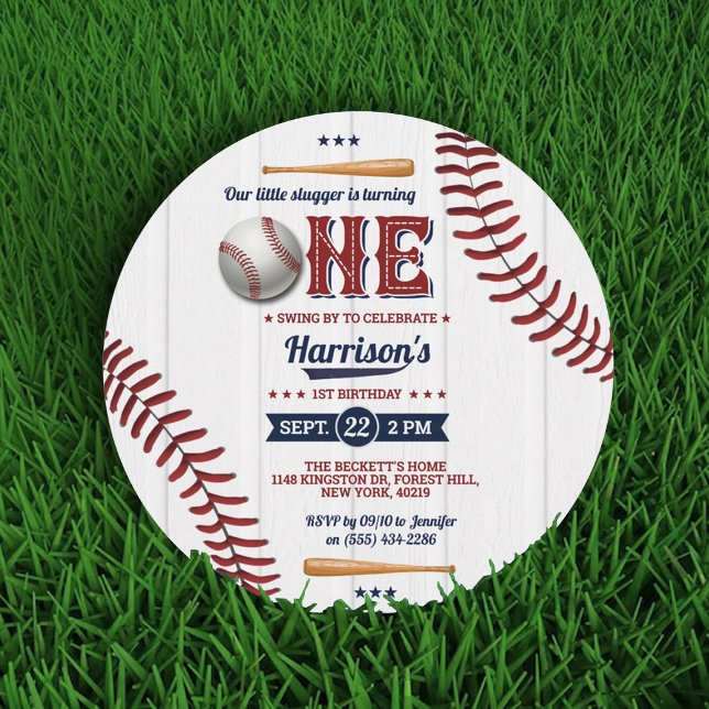 Invitation Garçons Baseball 1er anniversaire (Créateur téléchargé)