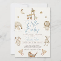 Garçons Beige Stuffé Animaux Baby shower Invitatio