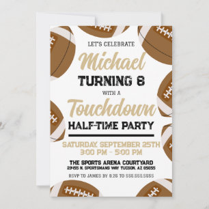 Invitation Garçons Black Gold Football à mi-temps fête d'anni