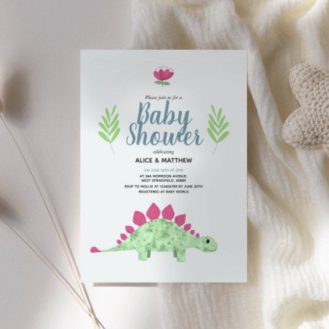 Invitation Garçons Bleu Cute Jungle T-Rex Dinosaur Baby showe (Créateur téléchargé)