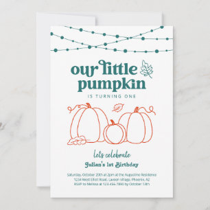 Invitation Garçons Bleu Notre Petit Citrouille Première fête 